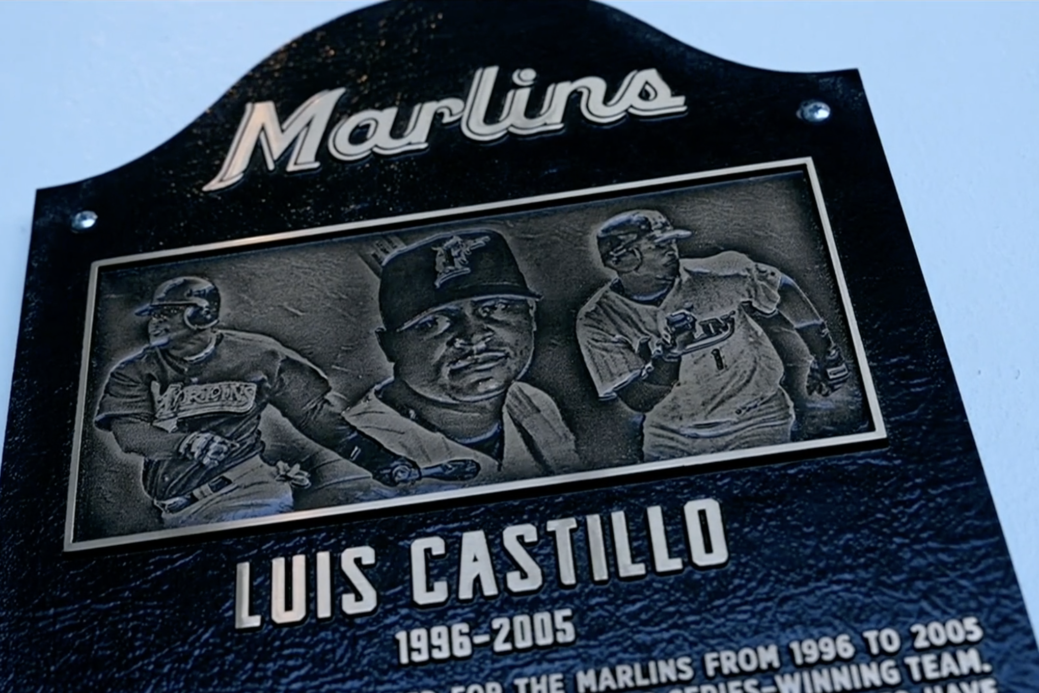 Luis Castillo Marlins Legends Hall of Fame plaque