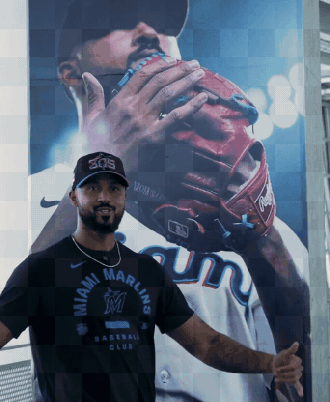 sandy alcantara marlins museum pose.gif
