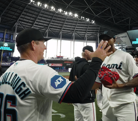 sandy alcantara clayton mccullough hug.gif